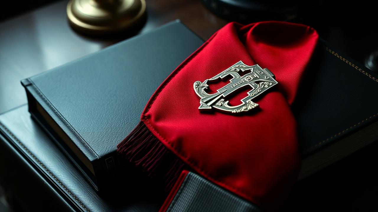 Czerwona szarfa z emblematem prokuratorskim na kodeksie — sankcje dyscyplinarne